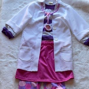 DocMcstuffin pretend play set outfit.  Lab coat plus skirt and pant set.